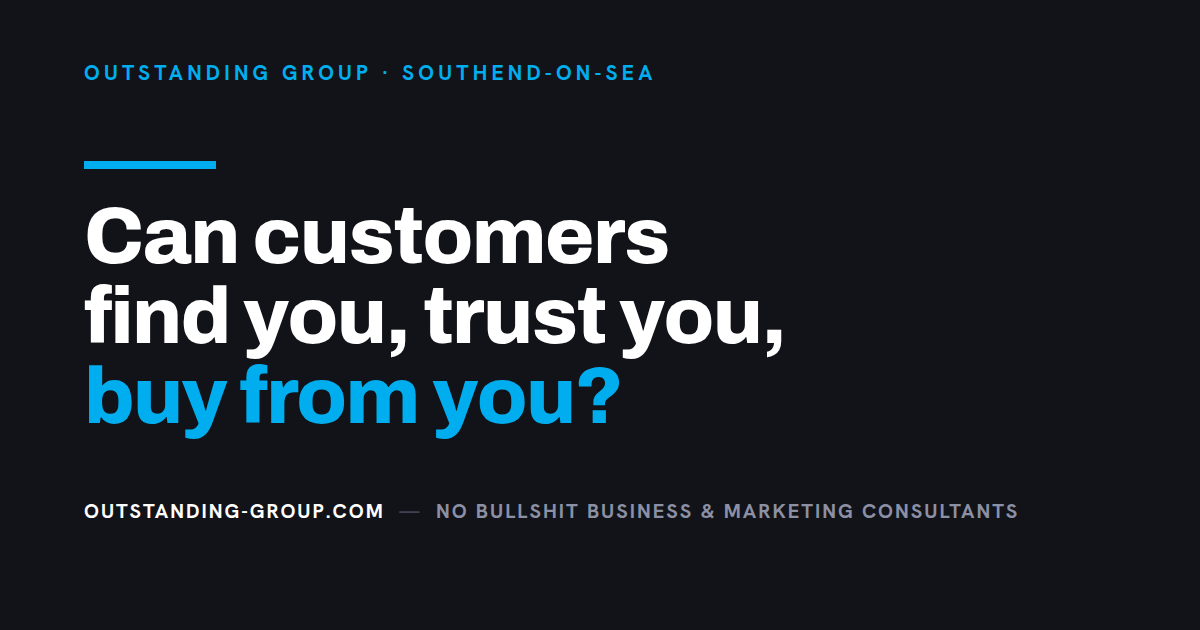 The Outstanding Group mark — local search work for Southend-on-Sea businesses, priced on the page.